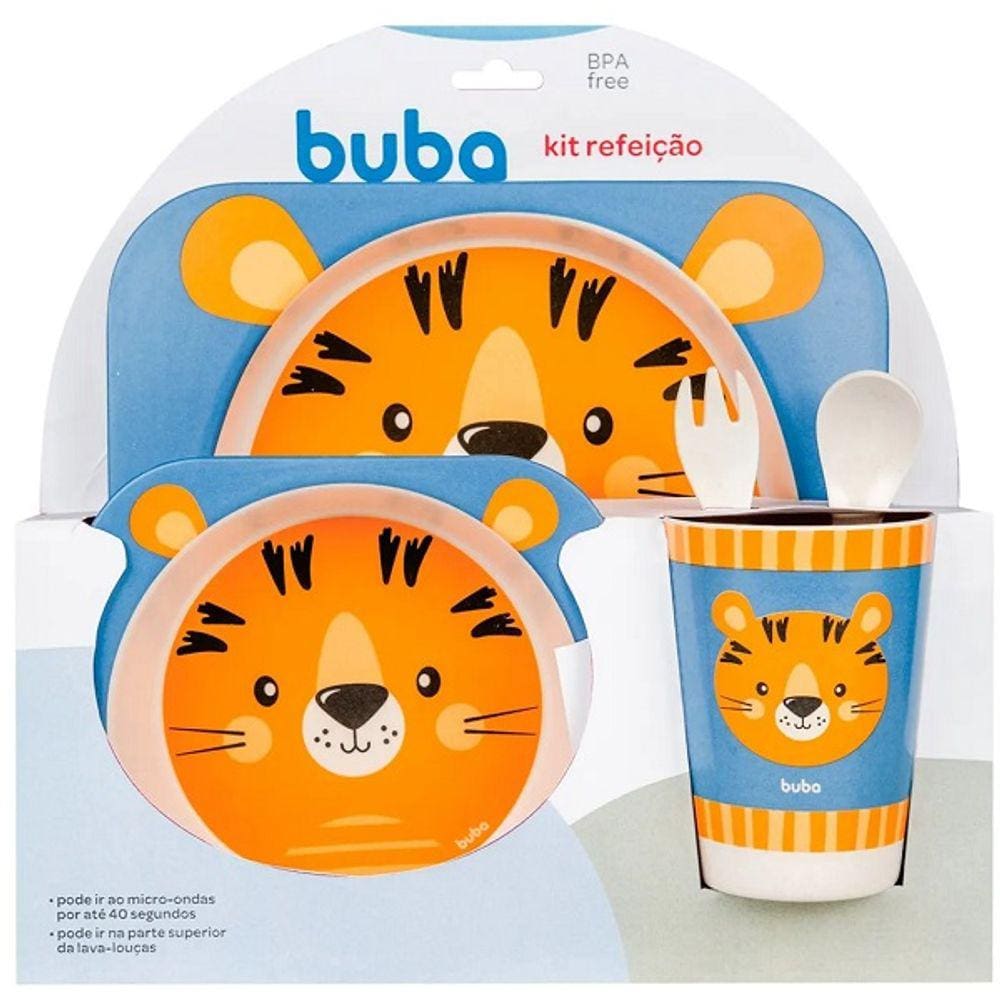 Kit Infantil para Alimentaçao Bambu Bebe Animais 5 PÇS Buba