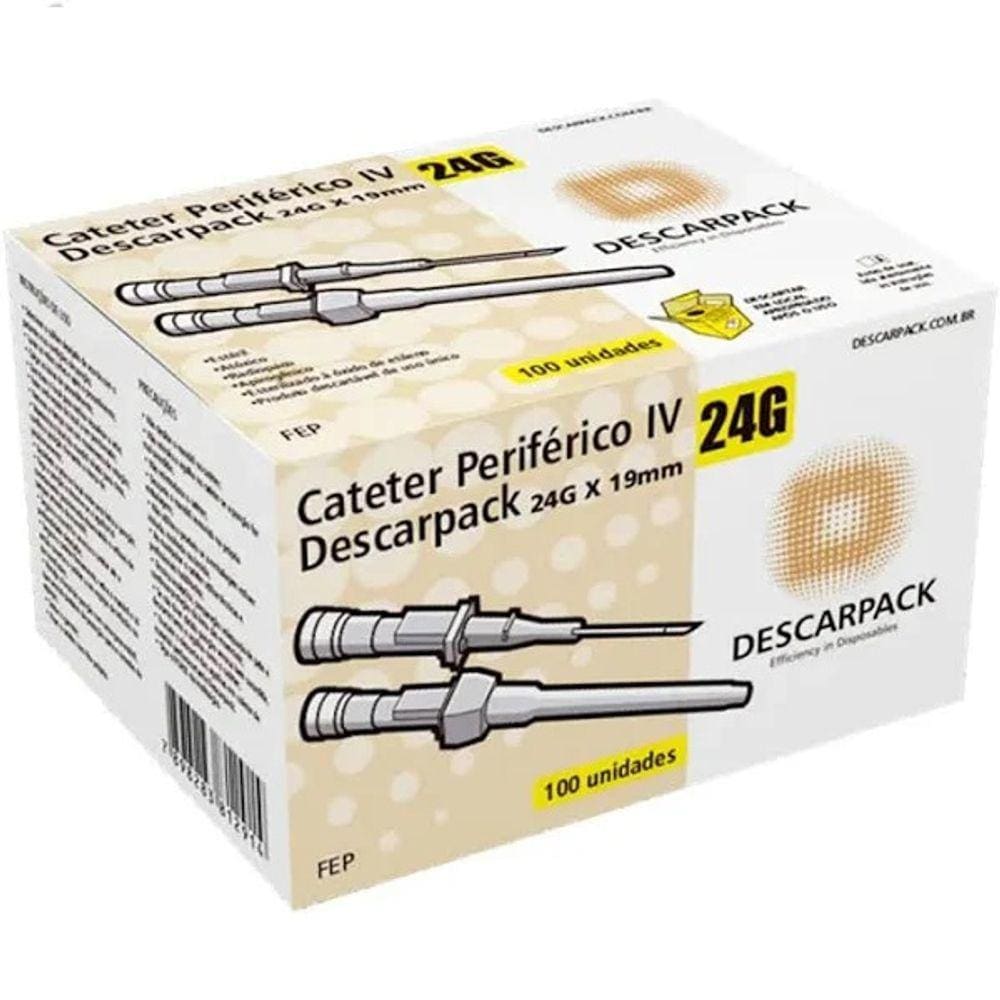 Cateter Intravenoso Periferico IV CX 100UNI Descarpack 24G