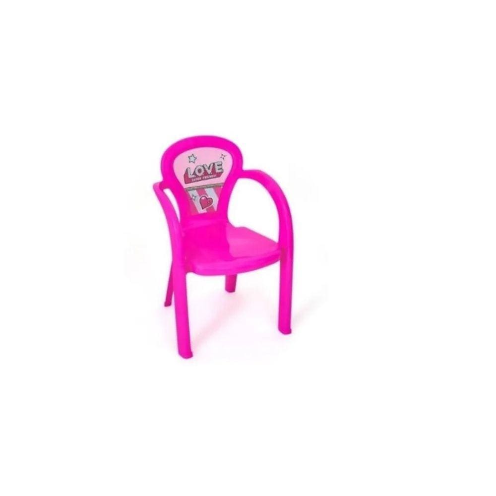 Cadeira Infantil Feminina Decorada Love Rosa
