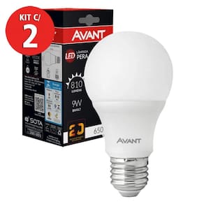 Kit 2 Lâmpada de LED 9W Pera Branca Bivolt Avant