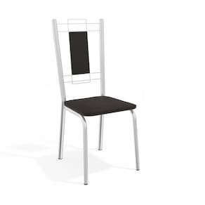 Cadeira Florença Kappesberg Sala de Jantar Cozinha Escritório Metal Cromado Forro Preto 2 Un