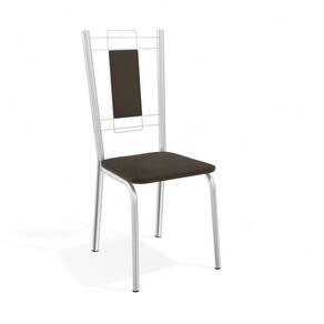 Cadeira Florença Kappesberg Sala de Jantar Cozinha Escritório Metal Cromado Forro Marrom 2 Un