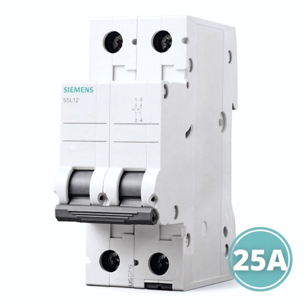 Disjuntor  5Sl12257mb Bipolar 2P Curva C 25A Siemens