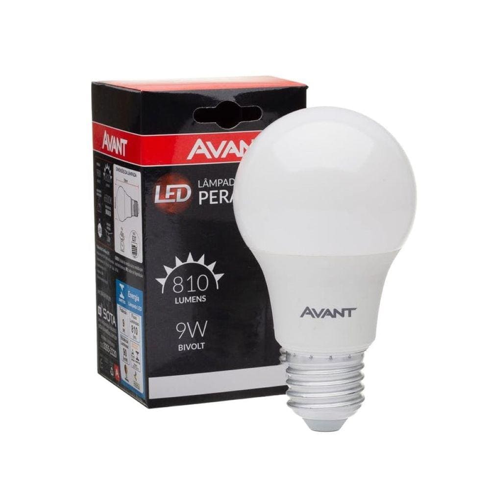 Lâmpada de LED 9W Pera Branca Bivolt Avant