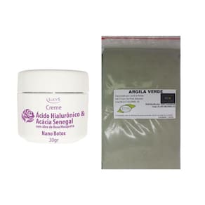 Argila Pura Verde 500G E Creme Nano Botox Ác. Hialurônico