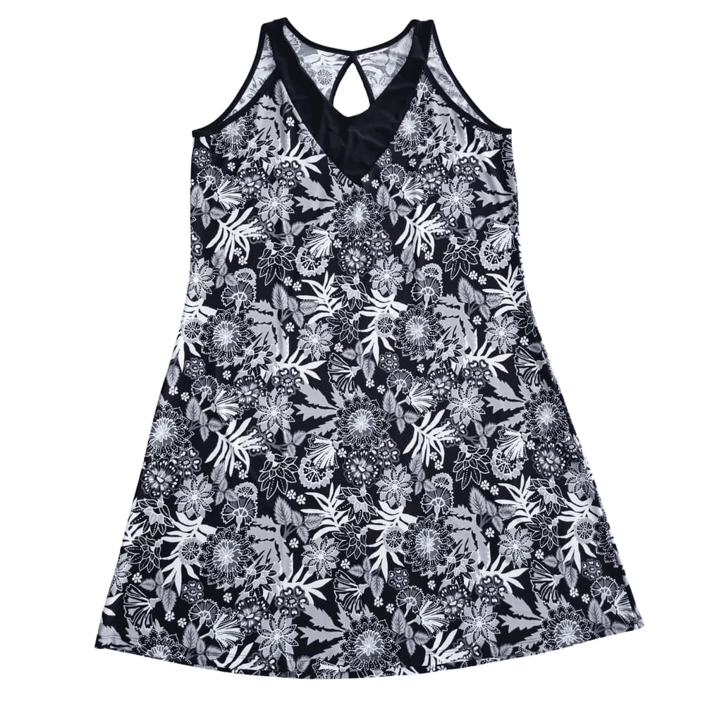 Vestido Liganete Estampado Cavado Gola V Detalhe Gota Atrás