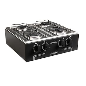 Fogão Portátil 4 Bocas Mesa em Inox Asiatico Braslar