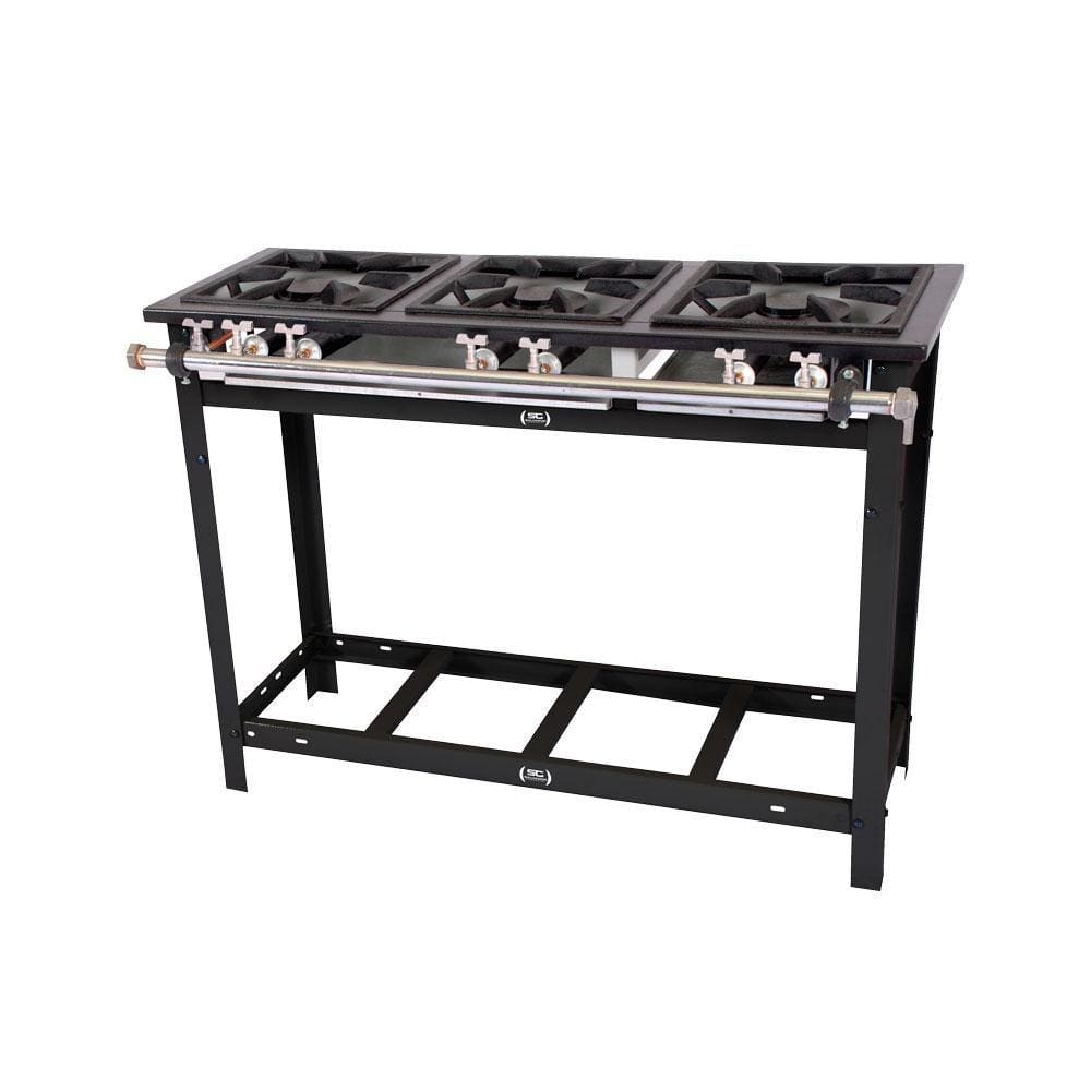Fogão Industrial Extra Gás Baixa Pressão 3 Bocas Duplas com Pé e Espera para Forno E3D3PE - Venâncio