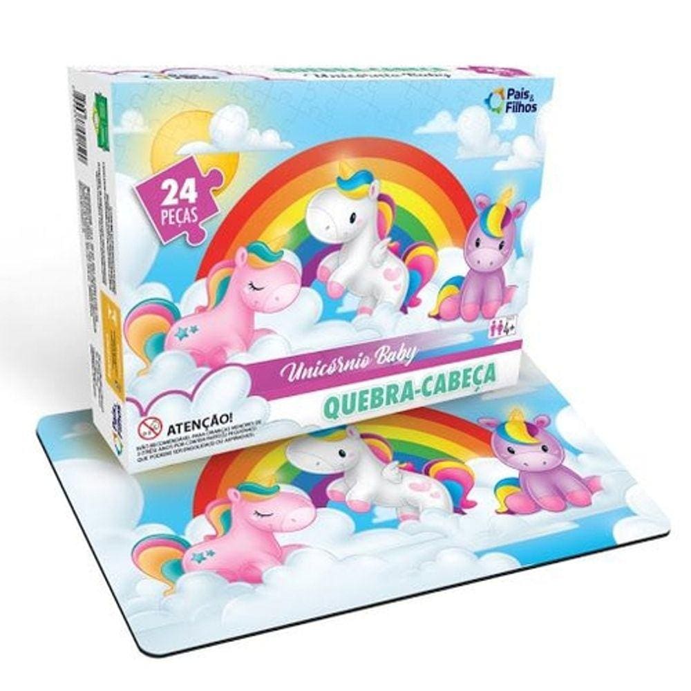 Brinquedo Infantil Quebra Cabeça Unicórnio Baby 24 Peças P&F