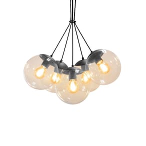 Lustre Pendente Blumenau Globb 5 Âmbar E27 Bivolt