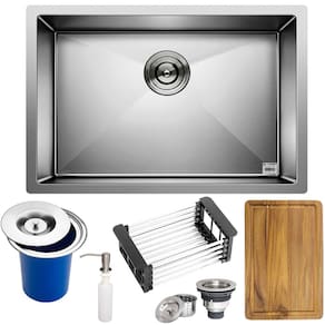 Cuba Quadrada Inox 304 Cozinha Pia Embutir Sobrepor Gourmet 60x40 Premium Lixeira Embutir 5L,Tábua Multiuso e Acessórios
