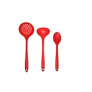 Jogo Concha, Colher e Escumadeira Silicone Vermelho UNYHOME.