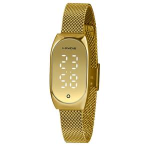 Relogio Lince Feminino digital led dourado pequeno pulseira esteira LDG4706L CXKX