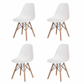 4 Cadeiras Com Encosto Para Mesa De Jantar Cozinha Branco