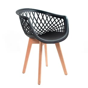 Cadeira Com Encosto Para Mesa De Jantar Base Madeira Preta