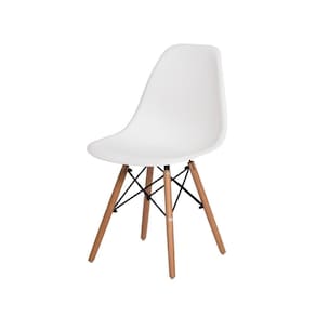 Cadeira Para Mesa De Jantar Base Madeira Wood Branca