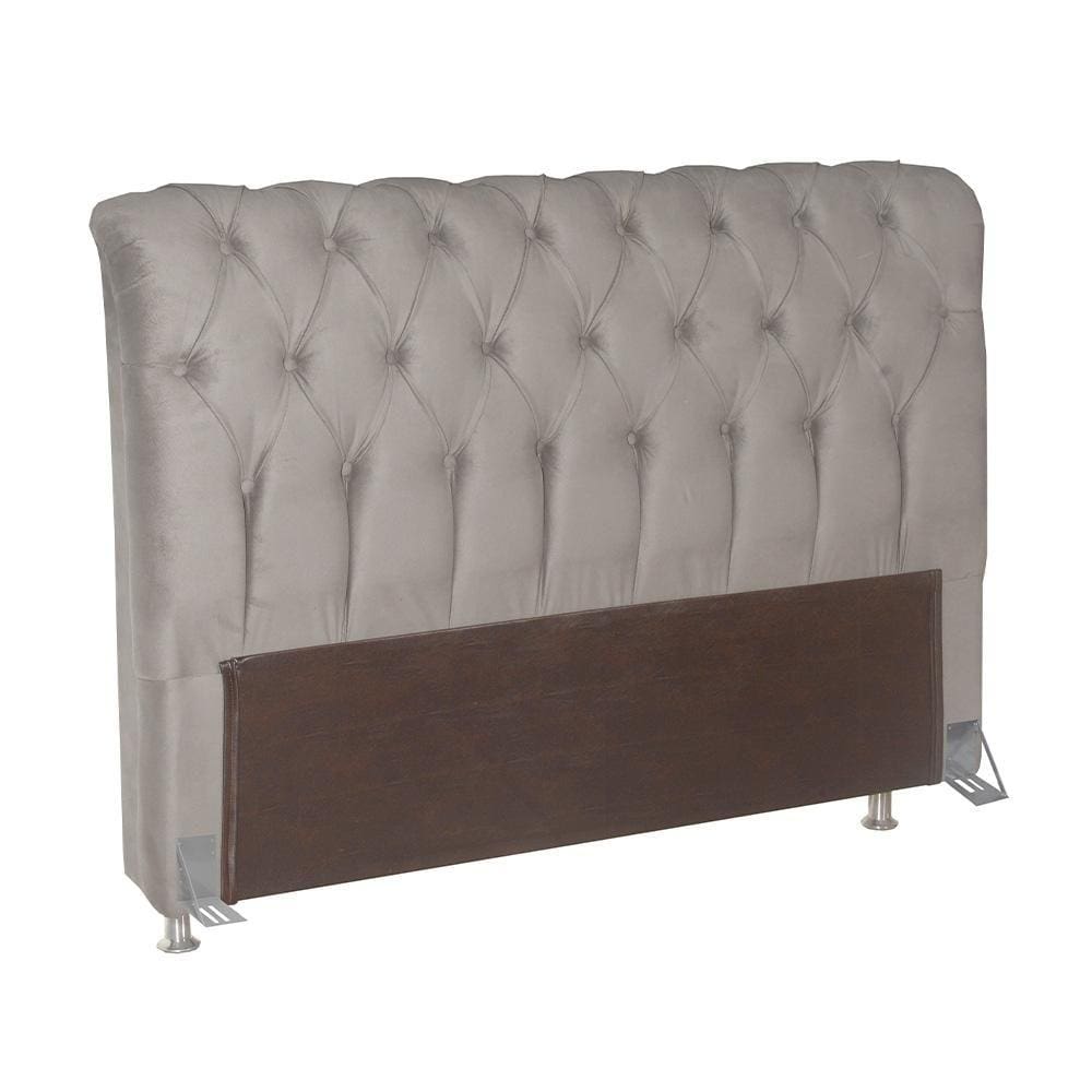 Cabeceira para Cama Box Casal Bom Pastor Sofistic Estofada Veludo Luxo Creme