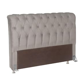 Cabeceira para Cama Box Casal Bom Pastor Sofistic Estofada Veludo Luxo Creme