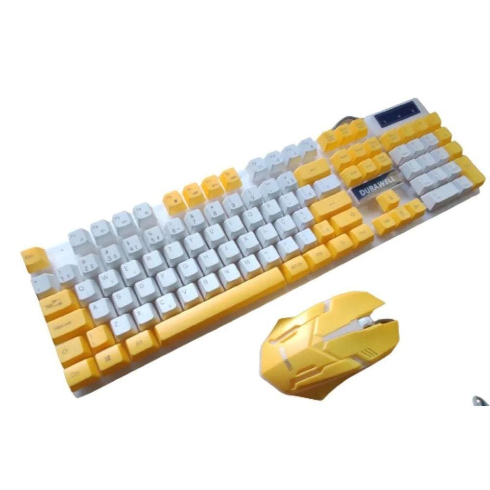 Kit Teclado E Mouse Profissional Gamer Led Rgb Dw-450 Amarel
