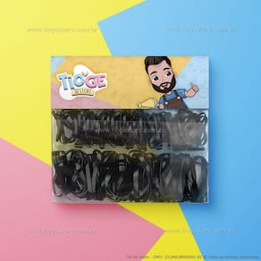 Elásticos para Cabelo (Borrachinha/Liguinha) de Silicone Resistente Pequeno e Grande Preto 140 unid