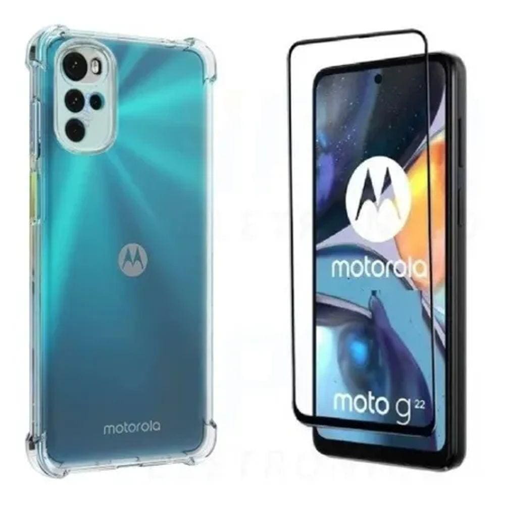 Kit Capa Anti Impacto Motorola G22 + Película De Vidro 3D