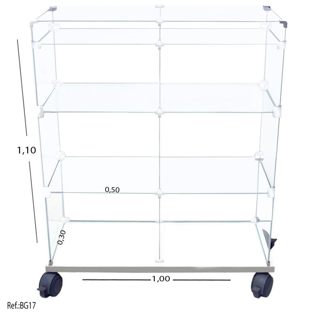 Vitrine De Vidro Modulado Caixa c/ Mdf Branco 1,00 x 1,10 X 0,30