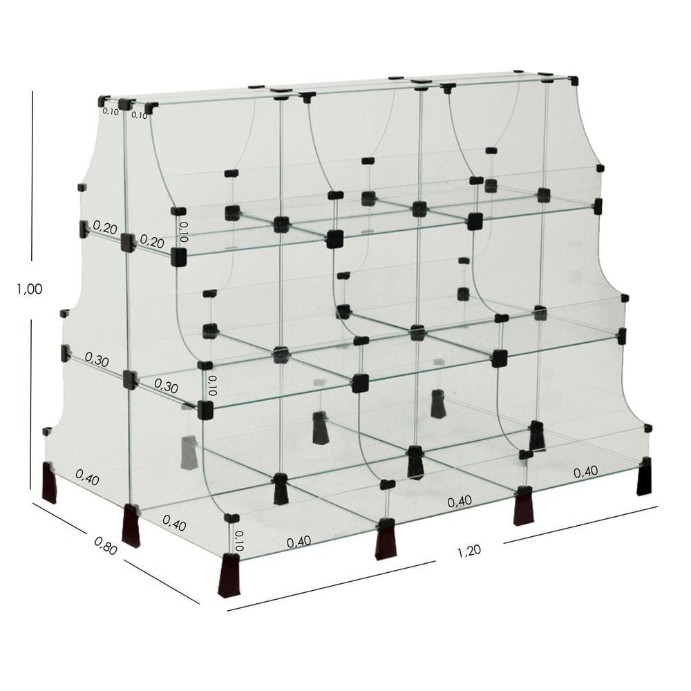 Gôndola Modulado em Vidro - 1,20 x 1,00 x 0,80