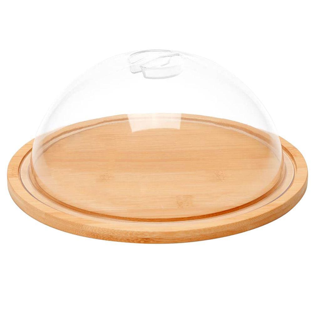 Porta Queijo De Bambu Queijeira Com Tampa Tábua Frios