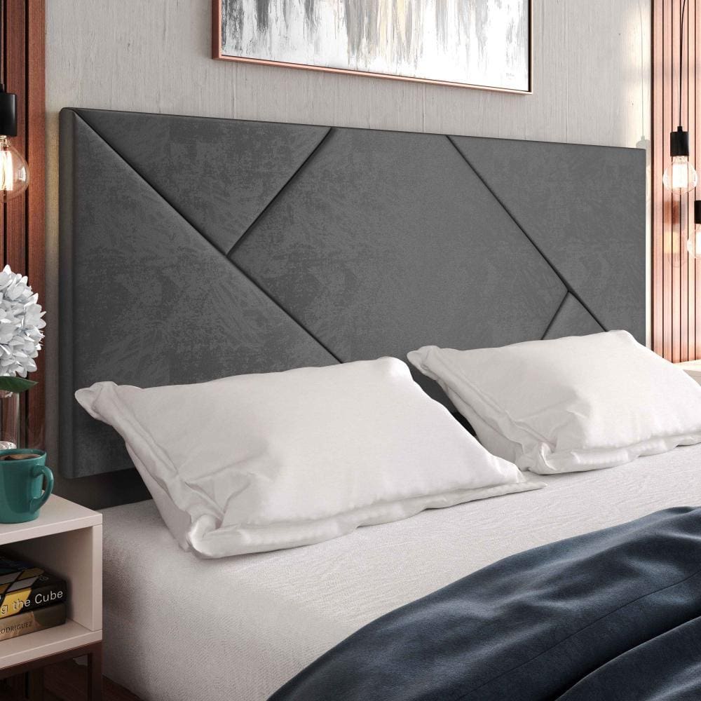 Cabeceira Estofada Suede Para Cama Box Casal 1,40 Nicole - Cinza - Lojas RPM