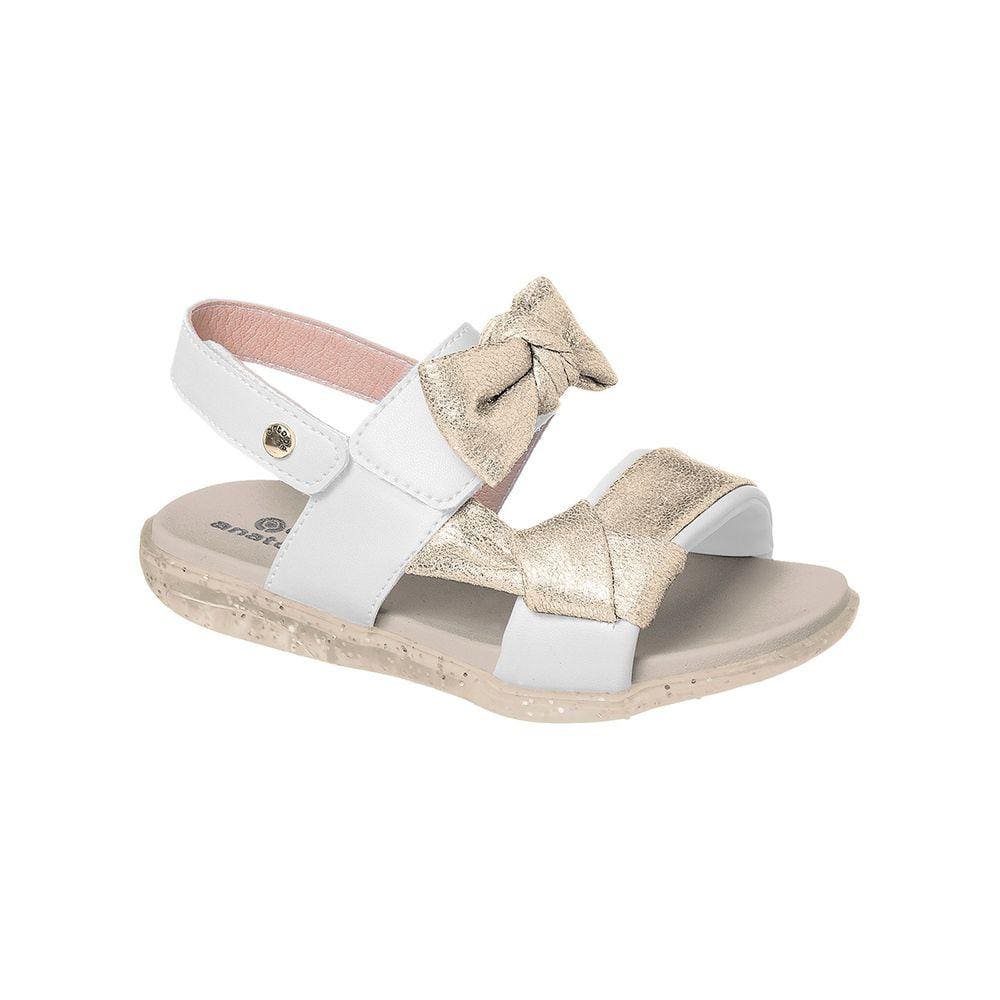 Sandália Infantil Feminina Ortopé Anatomic Fun com Laço Metalizado Branca