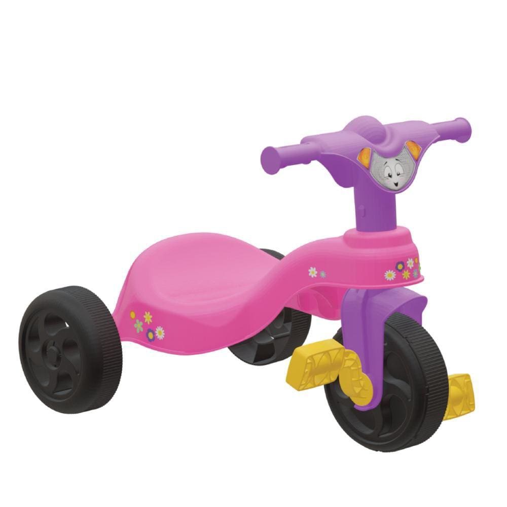 Triciclo infantil menina com empurrado