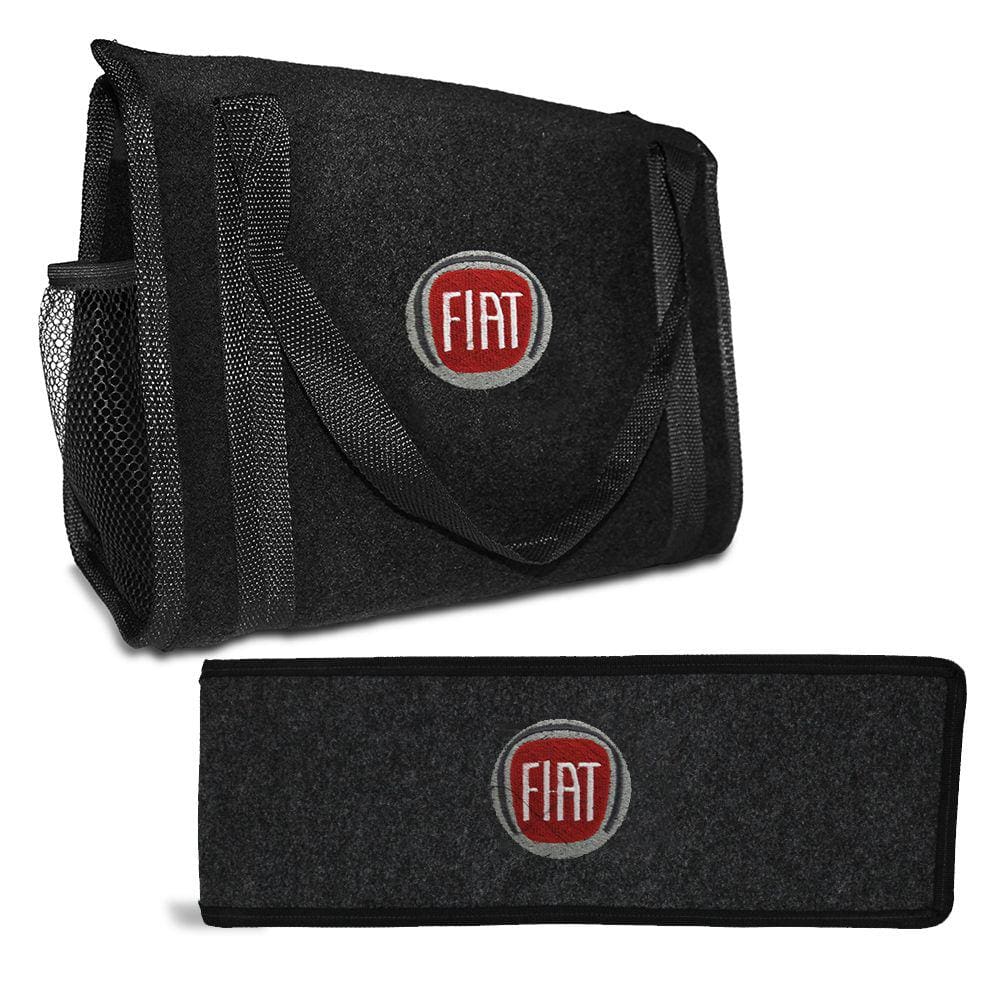 Bolsa Organizadora de Porta Malas e Capa Porta Triângulo de Sinalização Emblema Fiat Bordado Uno Palio Toro Punto