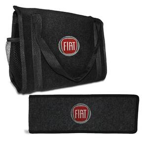 Bolsa Organizadora de Porta Malas e Capa Porta Triângulo de Sinalização Emblema Fiat Bordado Uno Palio Toro Punto