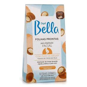 Folhas Prontas Para Depilação Facial Depil Bella Argan 16 Unidades