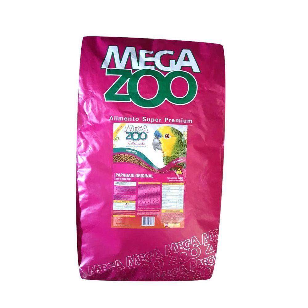 Ração Extrusada Megazoo Papagaio Am-16 Mini Bits 12Kg