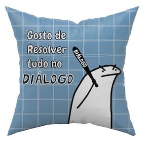 Almofada Avulsa Cheia Flork Meme Humor c/ Frases 45cm x 45cm com Refil