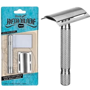Aparelho de Barbear Inox Retrô com Lâmina Barba Vintage