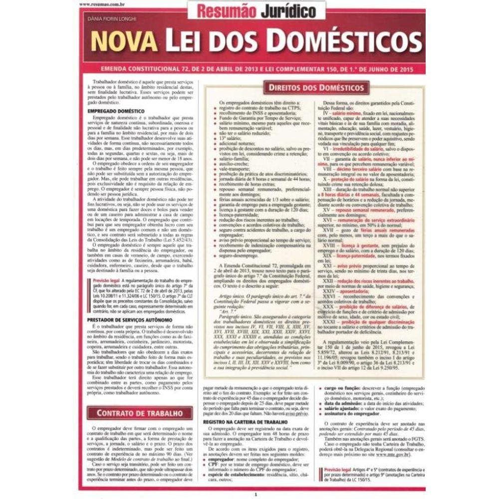 Resumao Juridico - Nova Lei Dos Domesticos