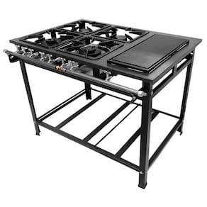 Fogão Industrial 4 Bocas P5 com Chapa Bifeteira Baixa Pressão 2QS 2QD Metalfour