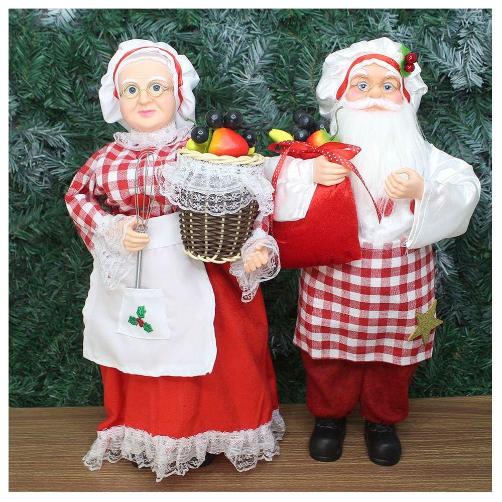 Dupla Boneco De Natal Mamãe E Papai Noel Feirantes