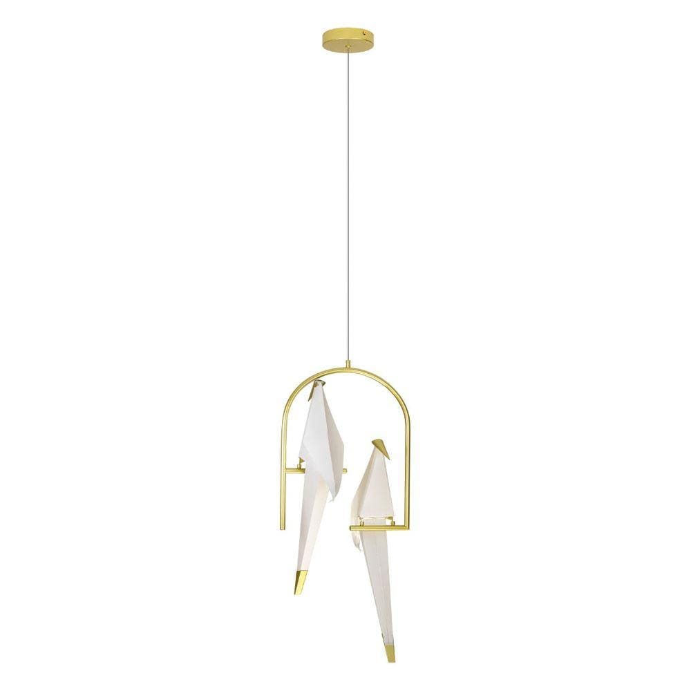 Pendente Perch Bird Pássaros Origami Ouro Fosco LED 8W Starlux ST1786