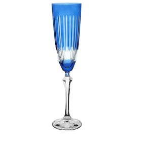 Taca Para Champanhe Elizabeth Lapidada Em Cristal Ecologico 200Ml A25cm Cor Azul