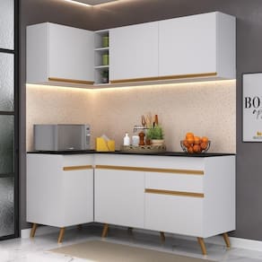 Cozinha Compacta de Canto Veneza GW Multimóveis MP2057 com Armário e Balcão Branca