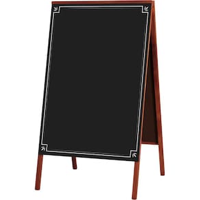 Quadro Cavalete de Propaganda Duplo Madeira Pinus Mogno para Uso de Giz 70x50 cm Preto Fosco