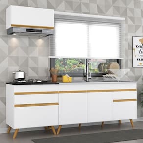 Cozinha Compacta Veneza GW Multimóveis MP2074 com Armário e Balcão Branca