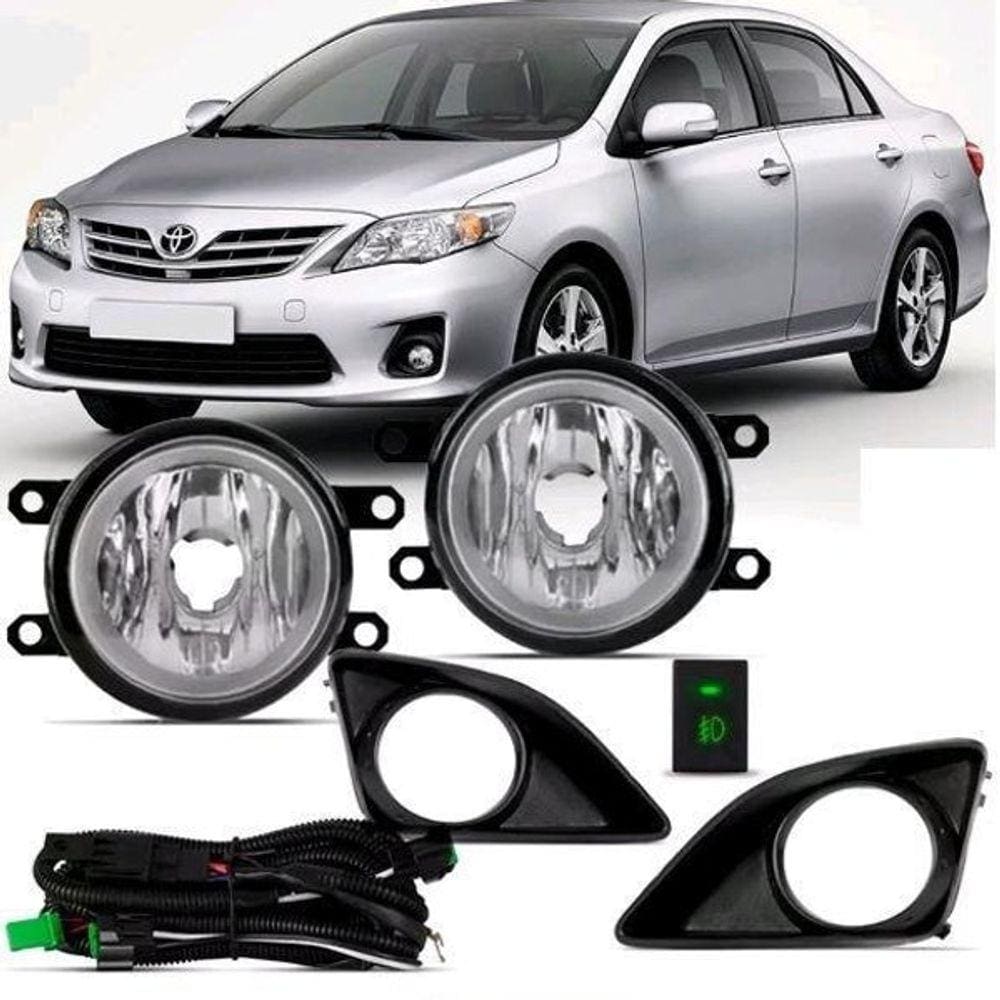 Kit Farol Milha Neblina Corolla 09 10 11 Moldura Preta