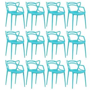 Kit - 12 X Cadeiras Masters Allegra - Azul Tiffany