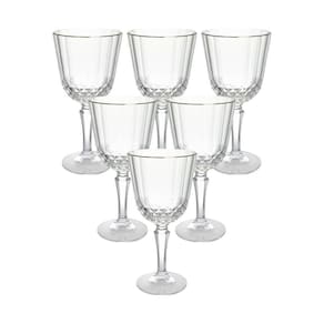 Jogo De Taças De Vidro 300Ml 6 Peças Transparente Fio Prata