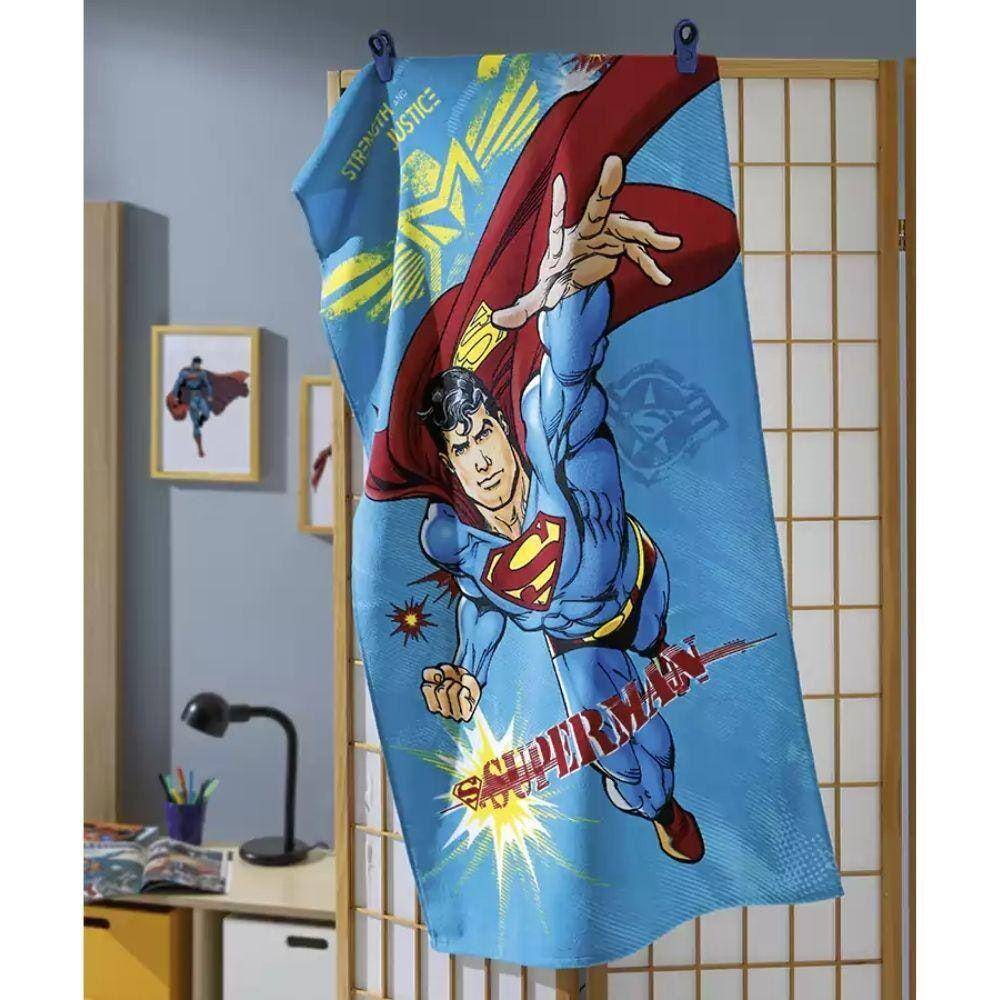 Toalha De Banho Infantil 100% Algodão Superman 1,30X70Cm