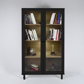 Armário Multiuso 2 Portas De Vidro Ditália Luz E-957 Preto
